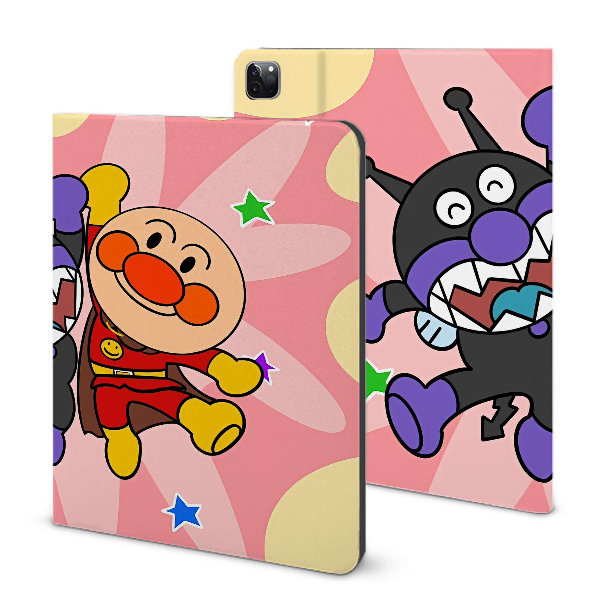 （画像用） アンパンマン Anpanman IPad ケース ブック型 PUレザー TPU 耐衝撃 軽量 薄型 ペン収納なし 全面保護 IPad 各モデル対応